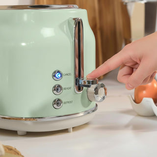 Salter Retro Green 2-Slice Toaster - Wide Slots, 6 Browning Levels, Defrost, Reheat & Cancel, High-Lift Eject, Removable Crumb Tray, Self-Centring, Anti-Jam Function, For Bagels, Vintage Design, 815W (Copy)