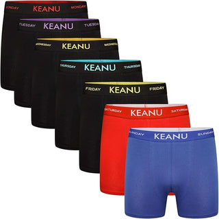 Keanu Pack of 7 Boys Boxer Trunks - Days of The Week Design - Cotton Blend