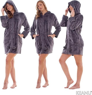 Keanu Ladies Zipped Gown - Charcoal Stars Design - Zip Gown