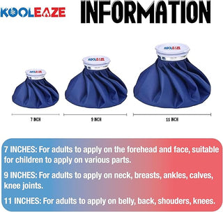 KOOLEAZE Reusable Ice Bags - 7", 9" and 11" Size