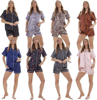 Keanu Ladies Satin Short Pyjamas - Leopard Print Design