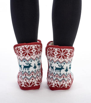 Keanu Ladies Fairisle Boots - Snuggle White Faux Fur Lined Bootie