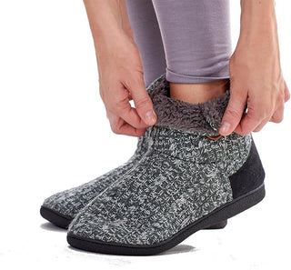 Keanu Ladies Cable Knit Boots - Chenille Knit with Non-Slip Rubber Sole