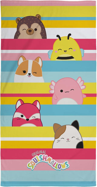 Squishmallows Official Kids Towel | Super Soft Feel, Stripes Design | Perfect The Home, Bath, Beach & Swimming Pool | One Size 70cm x 140cm