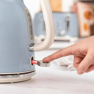 Salter Retro Blue 1.7 L Kettle – 3KW Rapid Boil, 360° Base, Removable Limescale Filter, Cordless, Water Level Window, Blue Indicator Light, Boil Dry Sensor & Auto Shut-Off, Vintage Design