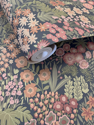 Holden Decor Everbloom Navy Multi Wallpaper 13901 – Botanical Floral Design – 10m Roll
