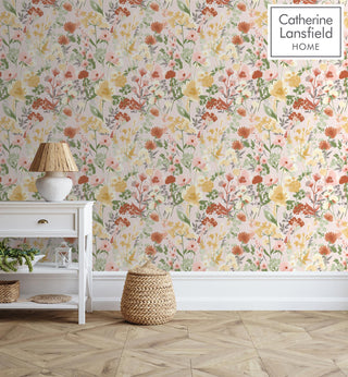 Muriva Countryside Floral Pink Wallpaper 206542 10m Roll Country Botanical Feature Wall
