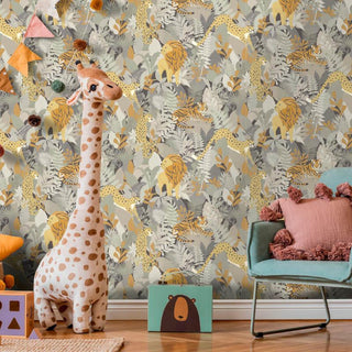 Holden Decor Animal Kingdom Neutral Wallpaper 13072 – Exotic Animal & Botanical Design – 10m Roll