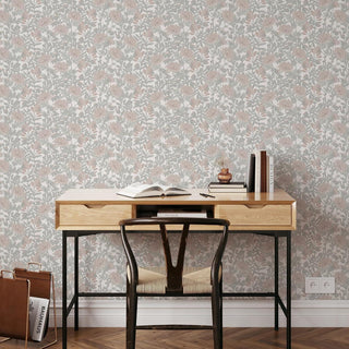 Muriva Martha Floral Green & Blush Wallpaper 229501 10m Roll Elegant Botanical