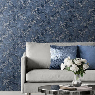 Muriva Elixir Marble Blue & Silver Wallpaper 166505 – Elegant Marble Effect Design