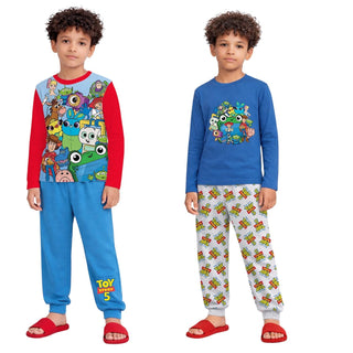 Disney Toy Story 5 Boys Long Pyjamas 2 Pack | Squad Character Print Long Sleeve Top & Pyjama Bottoms Kids PJs Set | 100% Cotton Boys Sleepwear Ages 18 Months to 10 Years