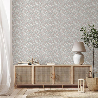 Muriva Martha Floral Green & Blush Wallpaper 229501 10m Roll Elegant Botanical