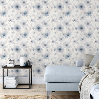 Muriva Lissa Flowers Blue Wallpaper 215502 – Floral Decorative Wallcovering