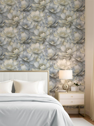 Muriva Aminah Floral Blue Wallpaper 224504 10m Roll Elegant Botanical Feature Wall