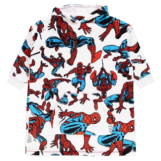 Marvel Spiderman Oversized Snuggle Hoodie with Kangaroo Pocket - Soft Fleece Wearable Blanket - Ages 2 to 12 - All Over Design