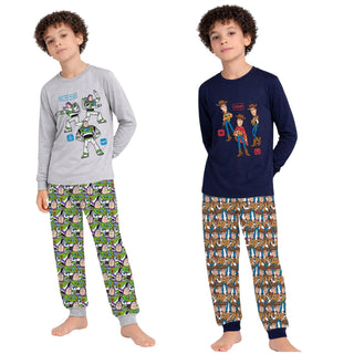 Disney Toy Story 5 Boys Pyjamas Pack of 2 – Buzz Lightyear & Woody Design Long Pyjama Sets – 100% Cotton Kids Sleepwear Multipack – Ages 18 Months to 10 Years