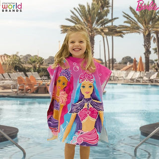 Barbie Hooded Towel Poncho - Barbie Marmeid Design - 100% Cotton - 115 x 50 cm