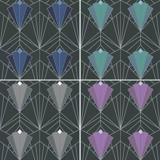 Debona Isadora Wallpaper - Blue/Black, Green/Black, Grey/Black & Purple/Black - 10-05m long x 53cm