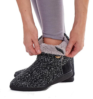 Keanu Ladies Cable Knit Boots - Chenille Knit with Non-Slip Rubber Sole