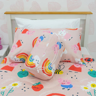 Peppa Pig Single Bed Coverless Duvet Bedding Reversible Coverless Quilt and Pillowcase Washable Duvet 4.5 Tog