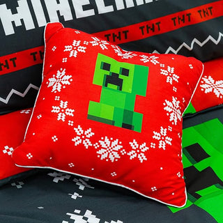 Minecraft Square Cushion - Seasons Greetings Design - 40x40cm