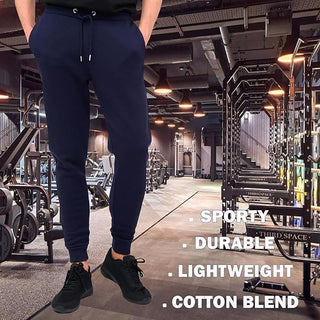 Keanu Mens 2 Pack Slim Fit Joggers - Light Grey and Navy Designs - Cotton Blend