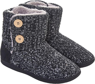 Keanu Ladies Cable Knit Boots - Chenille Knit with Non-Slip Rubber Sole