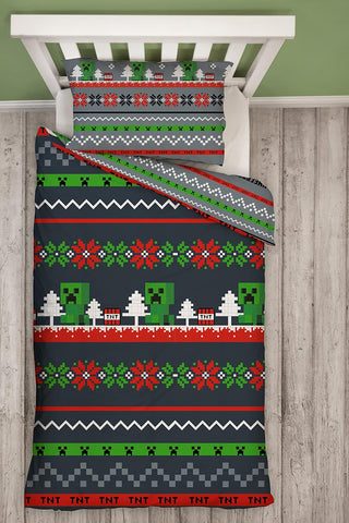 Minecraft Reversible Duvet Set - Christmas Design - Single