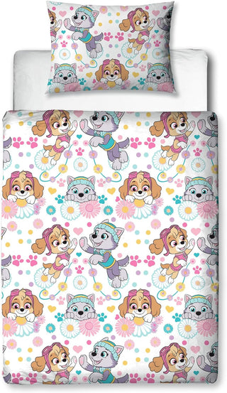 Paw Patrol Reversible Duvet Set - Flowers And Skye Design - Toddler