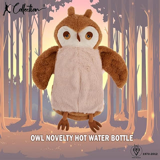 K Collection 3D Novelty Hot Water Bottle With Removable Cover -  750 ML Capacity - Owl Design