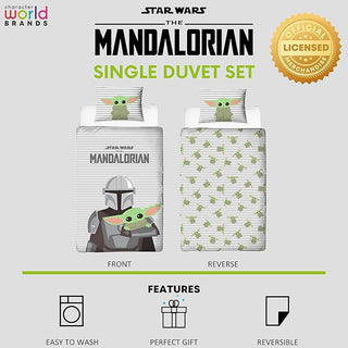 Star Wars (The Mandalorian) Reversible Duvet Set - Baby Yoda Design - Single
