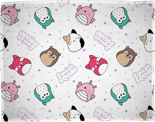 Squishmallows Official Fleece Throw Blanket Super Soft Warm White Throw, Bright Design Perfect For Home, Bedroom, Sleepovers & Camping Cam Cat Fifi Fox Hans Hedgehog Size 100 x 150cm