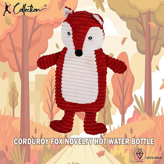 K Collection 3D Novelty Hot Water Bottle With Removable Cover -  750 ML Capacity - Fox Design