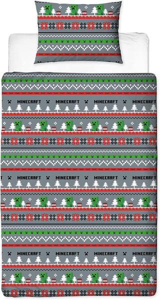 Minecraft Reversible Duvet Set - Christmas Design - Single