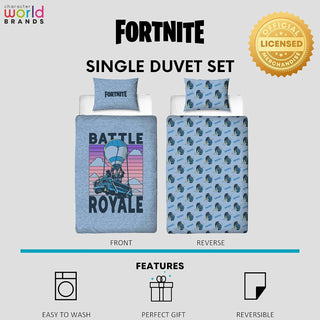 Fortnite Reversible Duvet Set - Battle Royale Design - Single