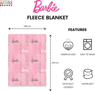 Barbie Official Licensed Fleece Blanket Figures Bedroom Design  Warm Super Soft Feel Throw  Perfect for Home, Bedroom, Sleepovers & Camping