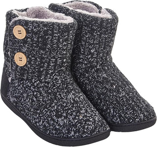 Keanu Ladies Cable Knit Boots - Chenille Knit with Non-Slip Rubber Sole