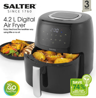 Salter Digital Air Fryer 4.2L 30 Minute Timer 8 Preset Functions Touch Screen