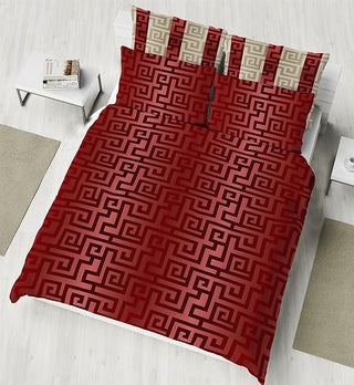 K Collection Athena Reversible Duvet Set - Red/Gold Design - Single, Double and King