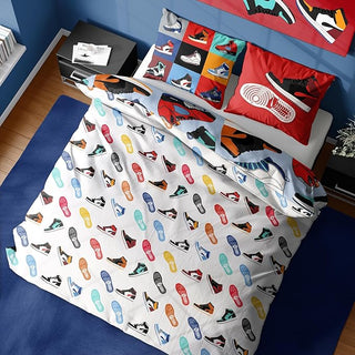 K Collection Reversible Duvet Set - Sneaker City Design - Single and Double