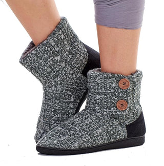 Keanu Ladies Cable Knit Boots - Chenille Knit with Non-Slip Rubber Sole