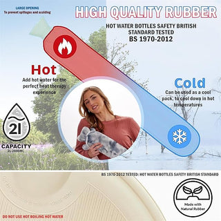 K Collection Extra Long Hot Water Bottle - 72cm Long - 2 L Capacity - Dinosaur Design