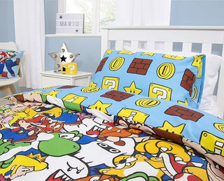 Nintendo Reversible Duvet Set - Super Mario Gang Design - Single