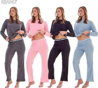 Keanu Ladies Waffle Pyjamas - Baby Blue Design