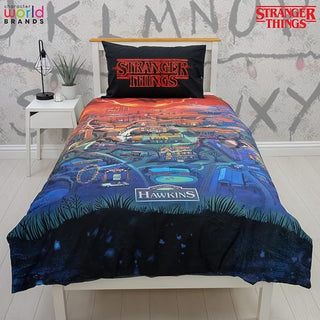 Stranger Things Reversible Duvet Set - Hawkins Town Map Design - Single and Double