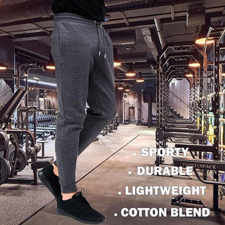 Keanu Mens 2 Pack Slim Fit Joggers - Charcoal and Light Grey Designs - Cotton Blend