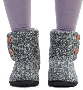Keanu Ladies Cable Knit Boots - Chenille Knit with Non-Slip Rubber Sole