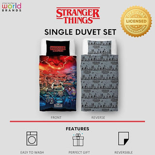 Stranger Things Reversible Duvet Set - Hawkins Town Map Design - Single and Double