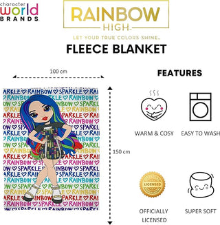 Rainbow High Fleece Throw Blanket - Rainbow Design - 100% Polyester - 100 x 150cm