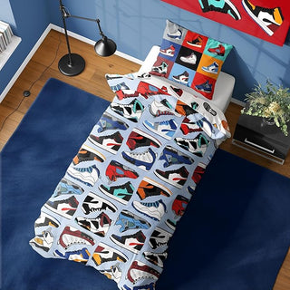 K Collection Reversible Duvet Set - Sneaker City Design - Single and Double